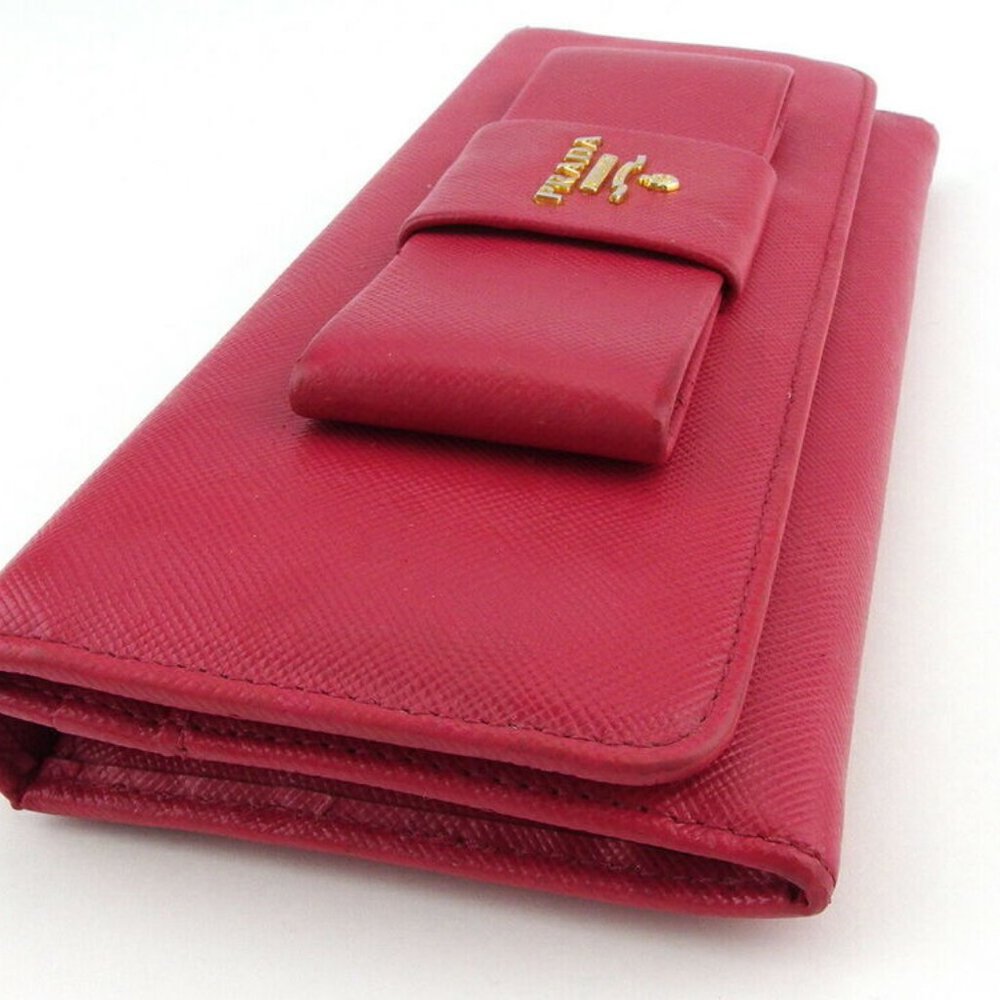 PRADA Purse Ribbon Pink Safiano Leather Auth USED T18178 - Picture 6 of 8